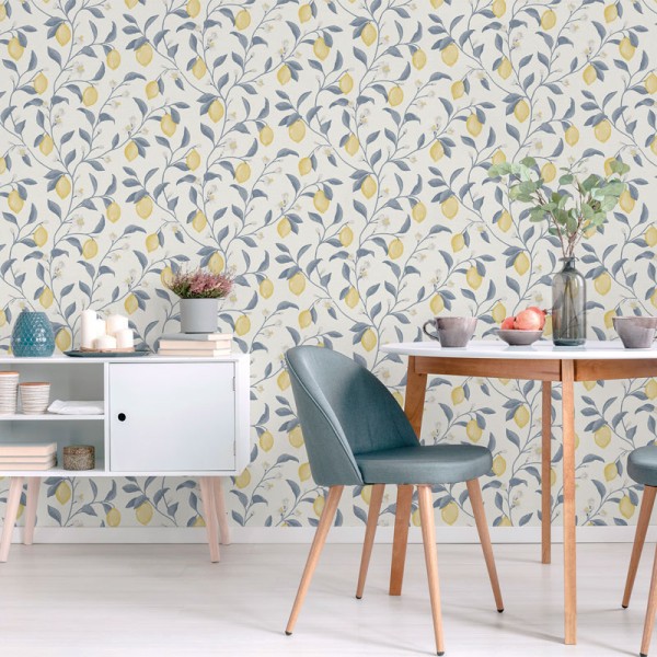 Papel de parede JARDIM DE LIMÕES AZUL MARINHO 3854-3