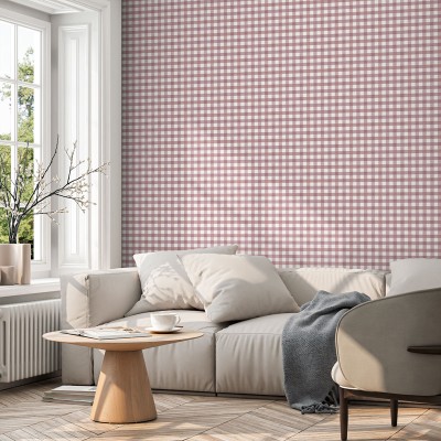 Papel de parede XADREZ VICHY BORDÔ E ROSA 3856-5