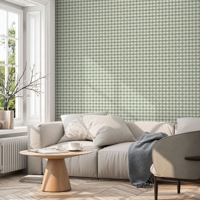 Papel pintado CUADROS VICHY VERDE 3856-1