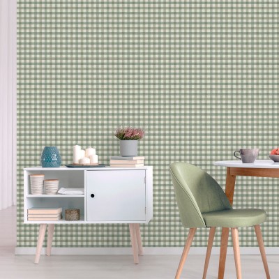 Papel de parede XADREZ VICHY VERDE 3856-1