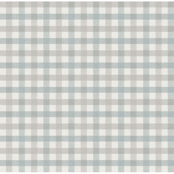 Papel de parede XADREZ VICHY AZUL E CINZA 3856-4