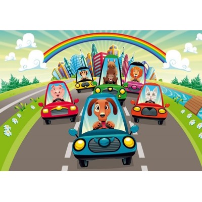 Fotomural infantil RACE ON CARS FT-0154