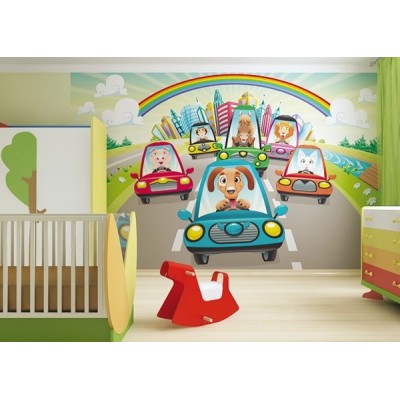Fotomural infantil RACE ON CARS FT-0154 2