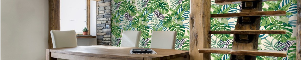 Loja Papel Parede Desenhos ᐅ Folhas Tropical Natureza