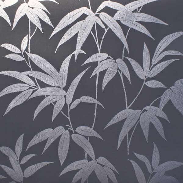 papel pintado hojas tropicales negro y plata 5213-5