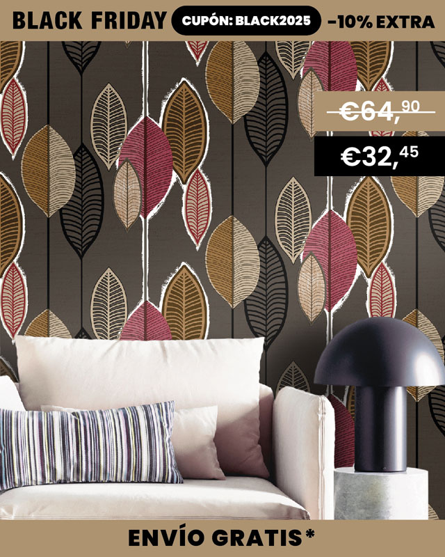 Papel pintado hojas retro