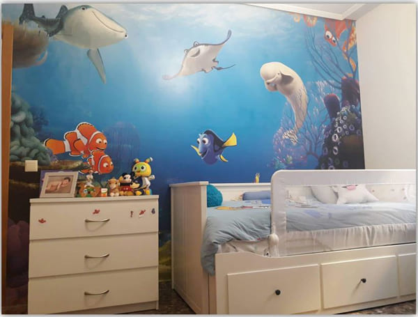 Mural infantil buscando a Dori