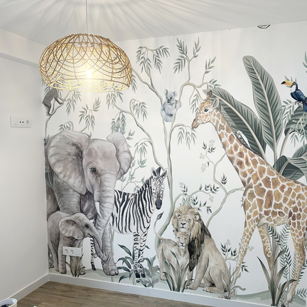 Mural infantil animals selva