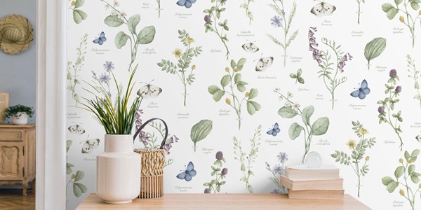 Paper pintat botànic: decoració d'interiors inspirada amb la naturalesa